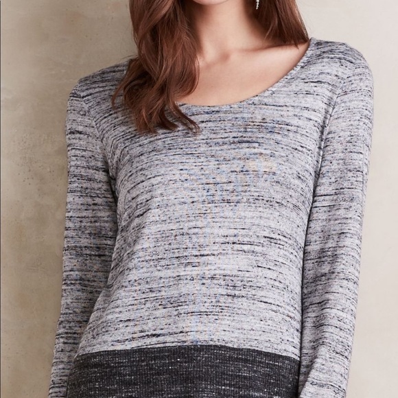 ANTHROPOLOGIE Blocked Heathered Pullover Top New - Picture 8 of 8